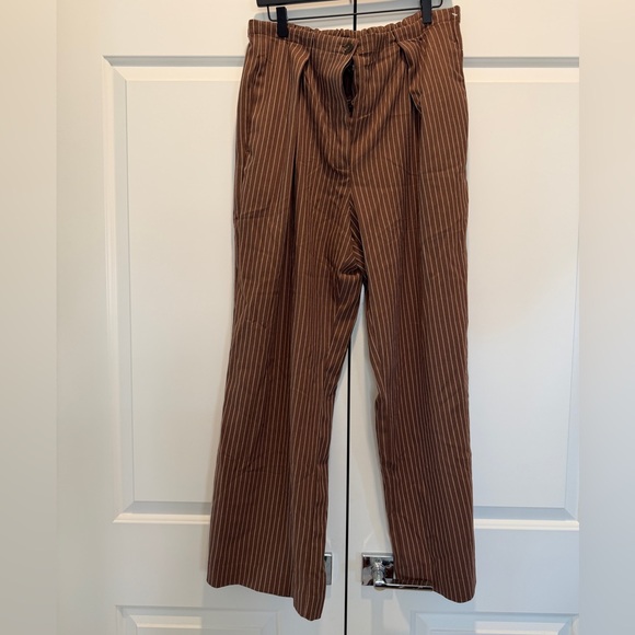 BRAND NEW- Free People Brown Striped Women's Pants - Picture 4 of 12